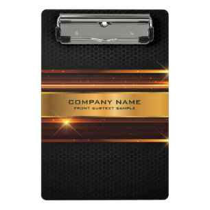 Mini Prancheta Design geométrico elegante, preto e metálico-doura