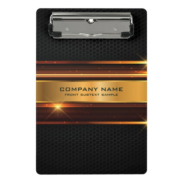 Mini Prancheta Design geométrico elegante, preto e metálico-doura (Frente)