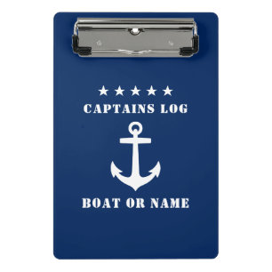 Mini Prancheta Diário do Capitão Nome do Barco Estrelas de Ânc