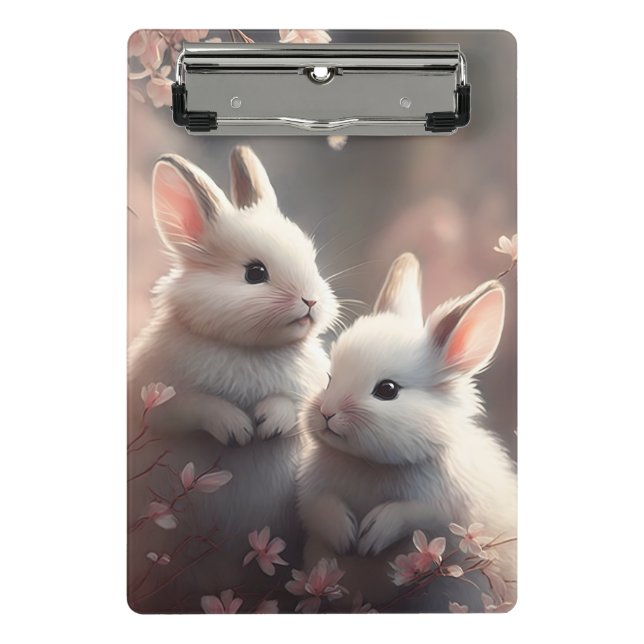 Mini Prancheta Dois coelhos bonitos com serkura Mini Clipboard (Frente)