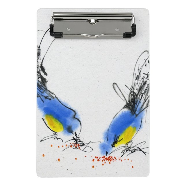 Mini Prancheta Dois titmouses pequenos que pecking a grão. (Frente)