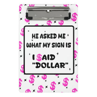 Mini Prancheta Dólar é Meu Signo – Design Ousado Rosa Choque