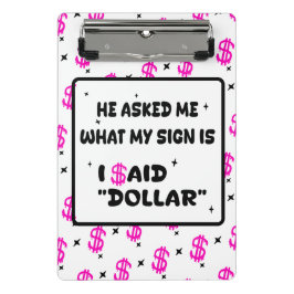 Mini Prancheta Dollar Is My Sign – Hot Pink Hustle Design