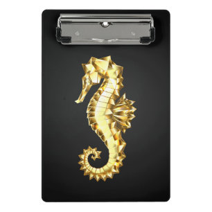 Mini Prancheta Dourado Cavalo de Mar Poligonal