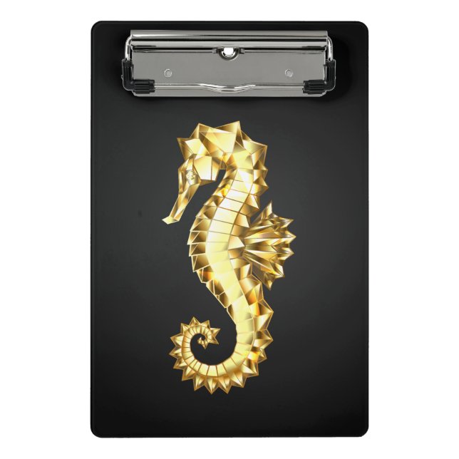 Mini Prancheta Dourado Cavalo de Mar Poligonal (Frente)