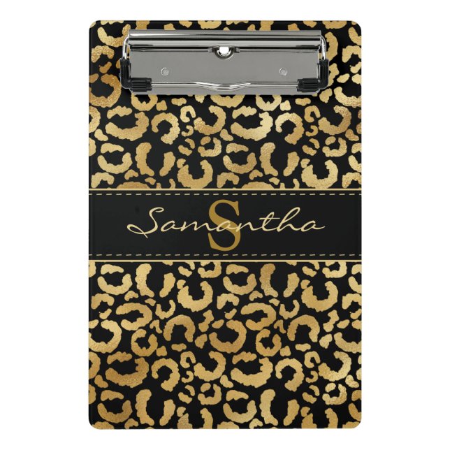 Mini Prancheta Dourado costume de impressão leopardo (Frente)