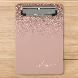 Mini Prancheta Dourado Rosa Brilho Rosa Glitter Monograma Nome Fe