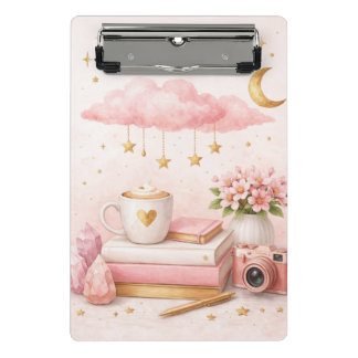 Mini Prancheta Dream Big Clipboard ✨ Pink Floral Cute Stationery