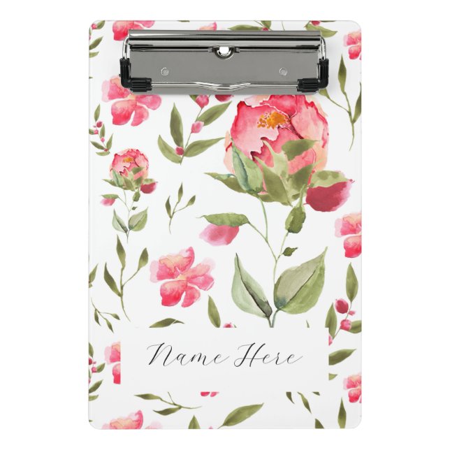 Mini Prancheta Elegante Aquarela Peony Botânica Floral (Frente)