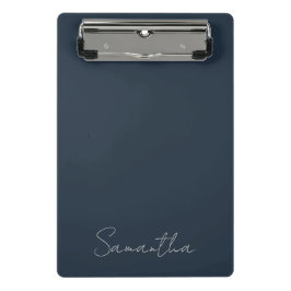 Mini Prancheta Elegante Nome Personalizado Azul Escuro