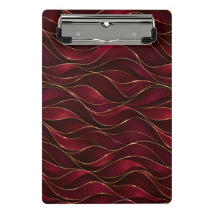 Mini Prancheta Elegantes Ondas de Mármore Vermelho Borgonha com A