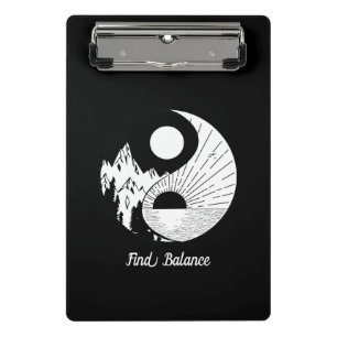 Mini Prancheta Encontre o saldo Zen Yin Yang Black White