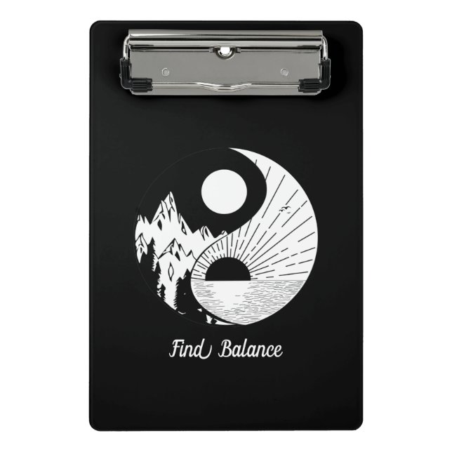 Mini Prancheta Encontre o saldo Zen Yin Yang Black White (Frente)