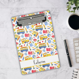 Mini Prancheta Engraçado Ônibus Escolar Volta Ao Padrão De Nome E