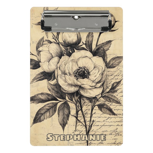 Mini Prancheta Esboço Floral Russo com Caligrafia - Idade (9) (Frente)