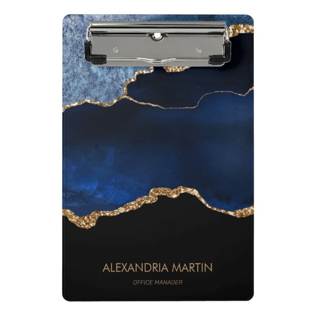 Mini Prancheta Escritório de Brilho Azul Dourado do Mármaco Moder (Frente)