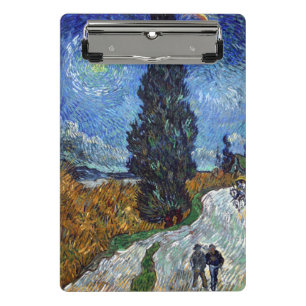 Mini Prancheta Estrada com Ciprestes Impressionismo de Van Gogh
