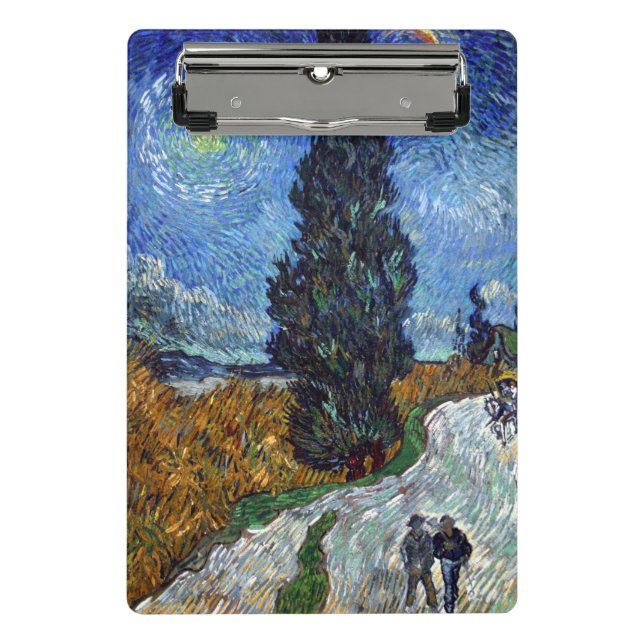 Mini Prancheta Estrada com Ciprestes Impressionismo de Van Gogh (Frente)