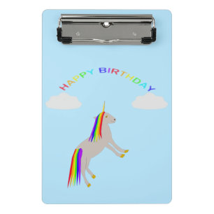 Mini Prancheta Fantasy Birthday Unicorn Rainbow and Clouds