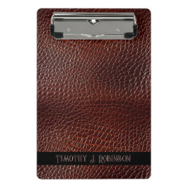 Mini Prancheta Faux Leather Brown Personalizada Emboscada
