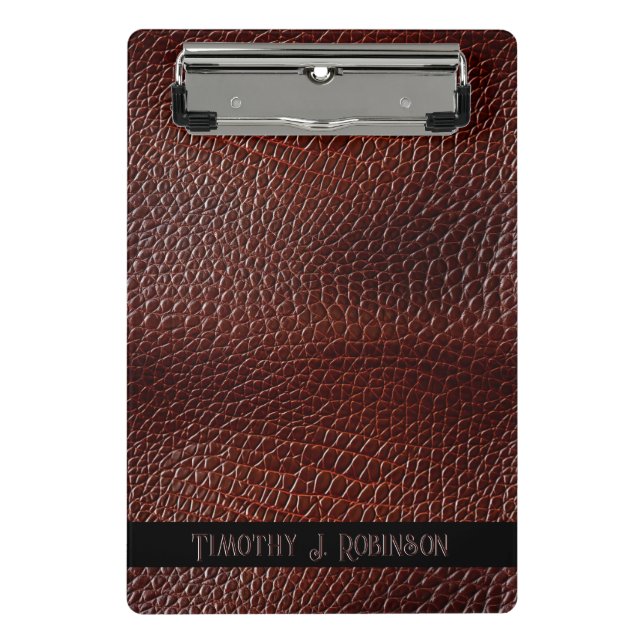 Mini Prancheta Faux Leather Brown Personalizada Emboscada (Frente)