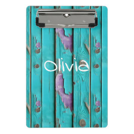Mini Prancheta Faux Wood Purple e Turquoise Blue