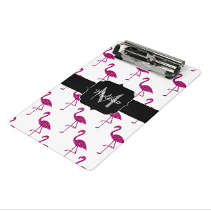 Mini Prancheta Flamingo brilhante Padrão de brilhos rosa Monogram