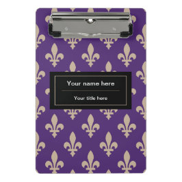 Mini Prancheta Fleur de Lis Pattern, Francês, Real, Creme, Roxo