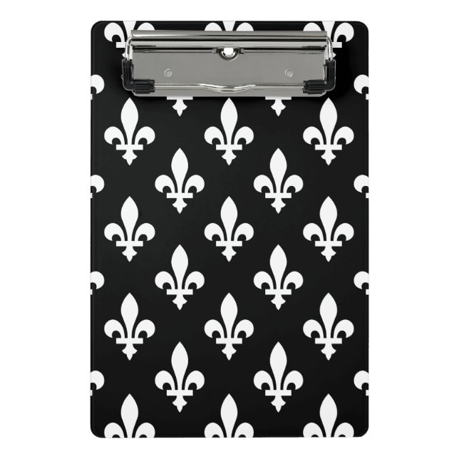 Mini Prancheta Fleur de Lis Pattern, Royal French, branco a preto (Frente)