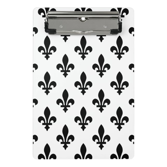 Mini Prancheta Fleur de Lis Pattern, Royal French, preto em branc (Frente)