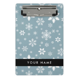 Mini Prancheta Flocos de neve brancos, Cinzas, seu nome, Personal