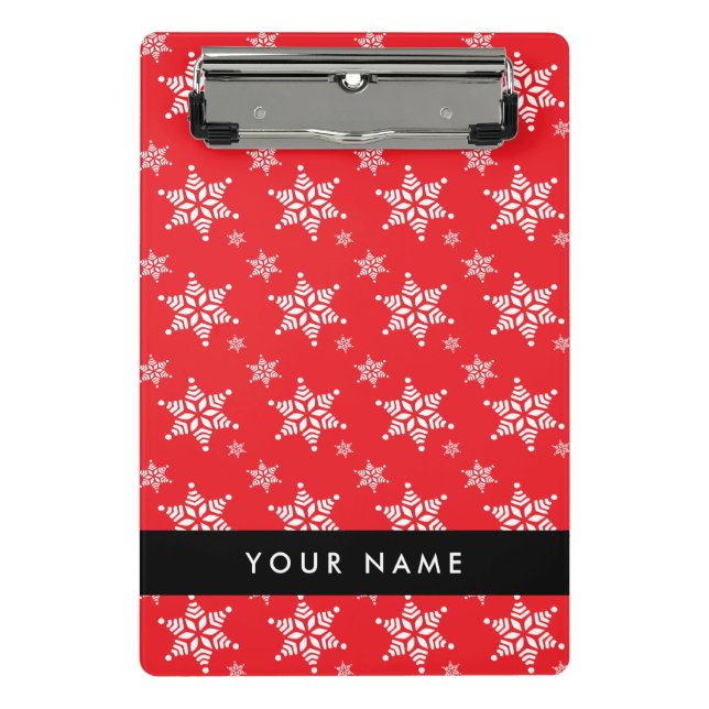 Mini Prancheta Flocos de neve brancos, vermelhos, seu nome, perso (Frente)