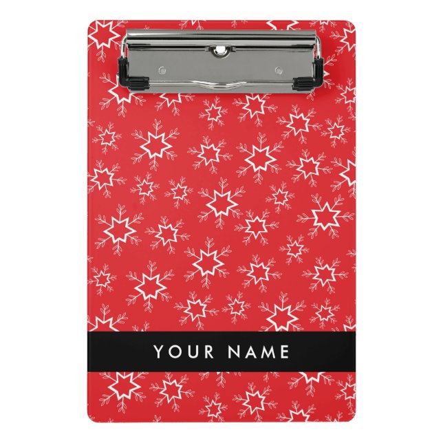 Mini Prancheta Flocos de neve vermelhos e brancos, seu nome, pers (Frente)