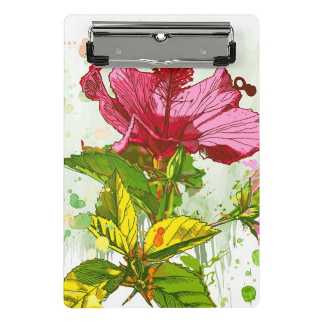 Mini Prancheta Flor do hibiscus - pintura da aguarela (Frente)