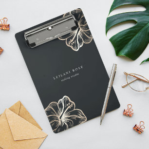 Mini Prancheta Flor Hibiscus Dourada Elegante Personalizada