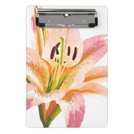 Mini Prancheta Flor Lily Rosa | Impressão Floral de Aquarela