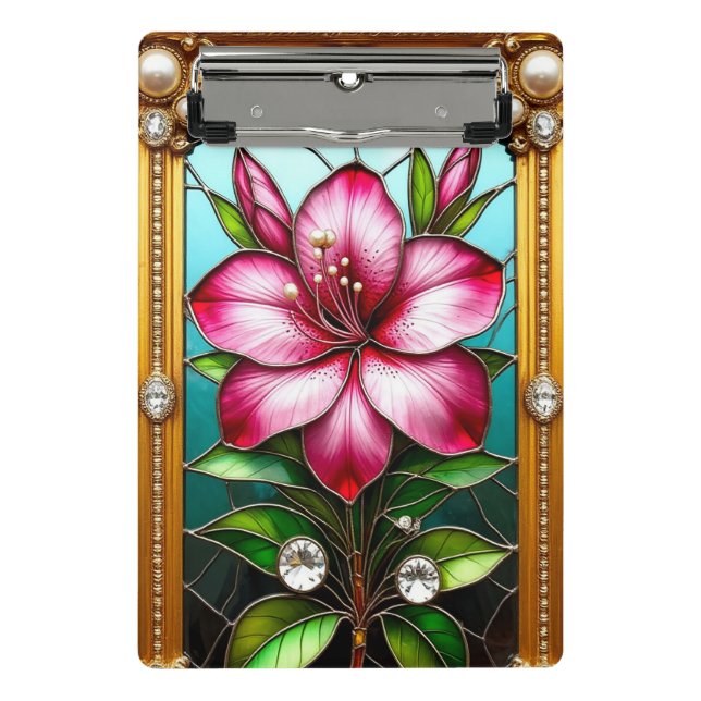 Mini Prancheta Flor vibrante ornadamente enquadrada (Frente)