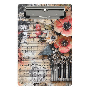 Mini Prancheta Floral com Chaves de Piano Russas e Música Vencida