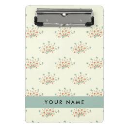 Mini Prancheta Flores Azuis e Vermelhas, Azul, Seu Nome