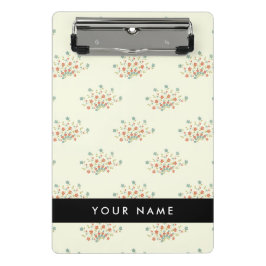 Mini Prancheta Flores Azuis e Vermelhas, Preto, Seu Nome