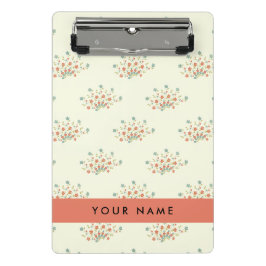 Mini Prancheta Flores Azuis e Vermelhas, Vermelho, Seu Nome