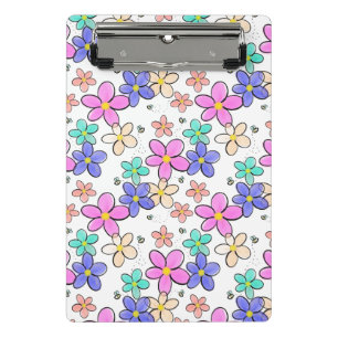 Mini Prancheta flores coloridas arco-íris brilhantes abelhões flo
