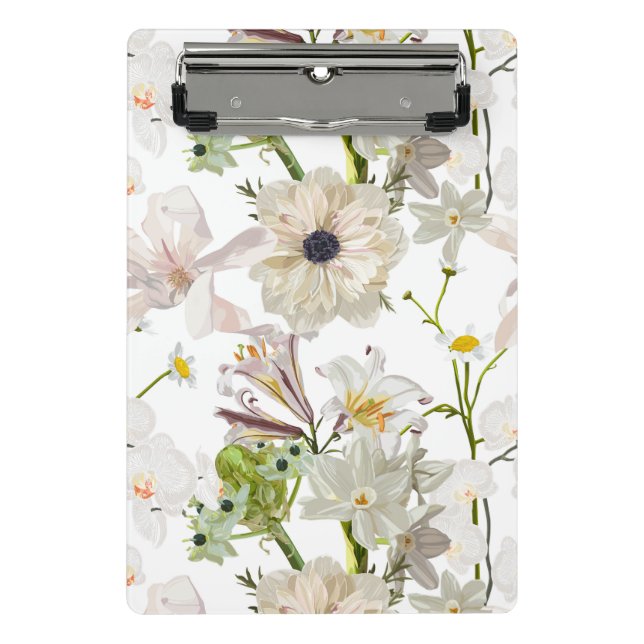 Mini Prancheta Flores desenhadas à mão - jardim florescente. (Frente)