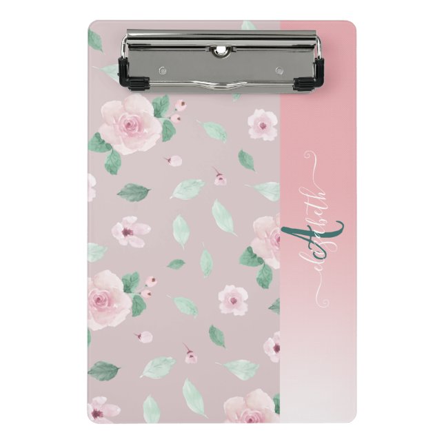 Mini Prancheta Flores Monograma em Aquarela Chic (Frente)