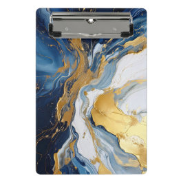 Mini Prancheta Fluxo de Lava Ousado em Dourado e Azul