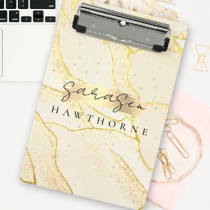 Mini Prancheta Folha de Ouro de Marfim Elegante com Script Modern