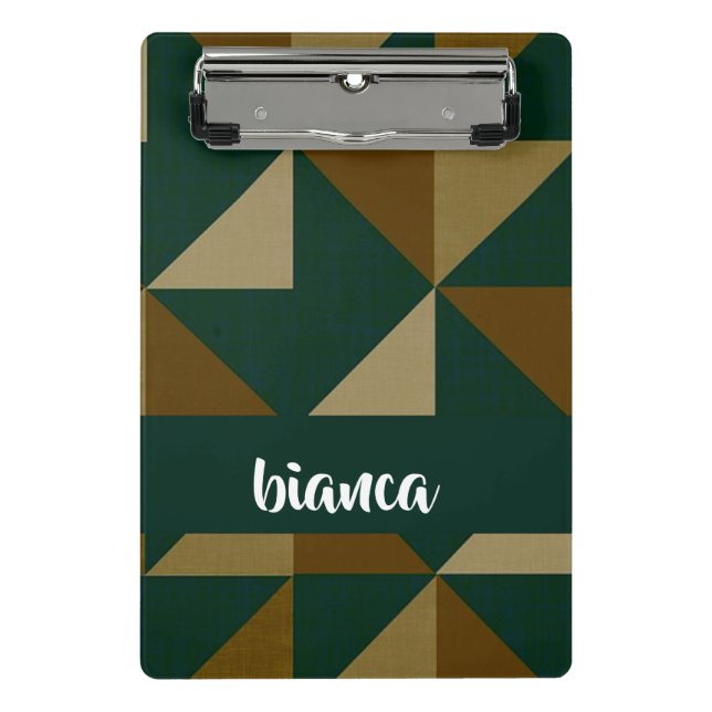 Mini Prancheta Formas verdes e marrons de nome personalizado (Frente)
