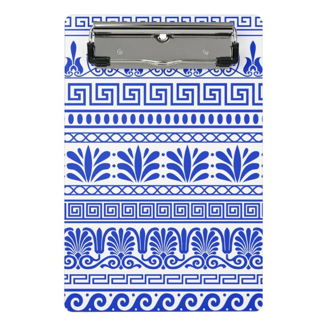 Mini Prancheta Frete Grego, Padrão Mediterrânico, Azul (Frente)