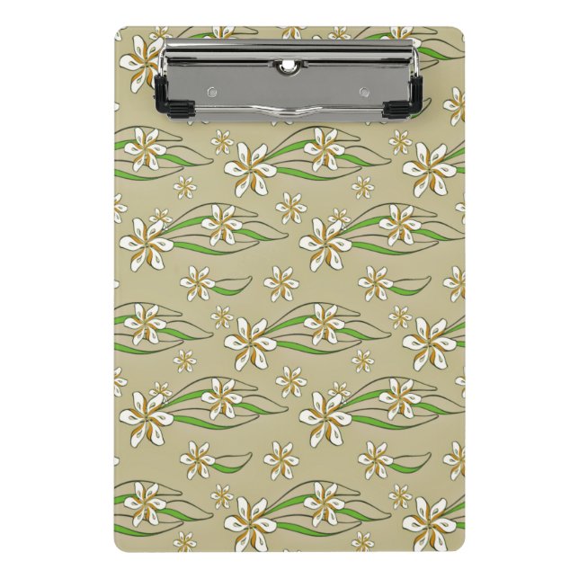 Mini Prancheta Fundo branco monograma floral bege (Frente)