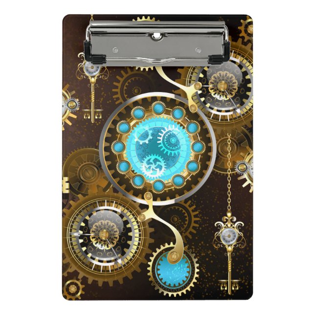 Mini Prancheta Fundo Rusty Steampunk com Lentes Turquesa (Frente)